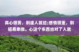 真心很贵，别逢人就给;感情很重，别轻易卑微。心这个东西给对了人就是无价，给错了人便是一文不值。