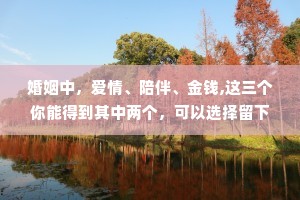 婚姻中，爱情、陪伴、金钱,这三个你能得到其中两个，可以选择留下来，只有一个甚至一个都没有，那就退出。