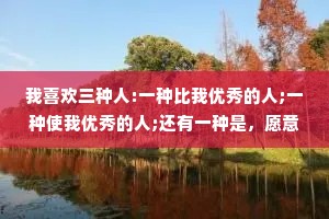 我喜欢三种人:一种比我优秀的人;一种使我优秀的人;还有一种是，愿意和我一起优秀的人。