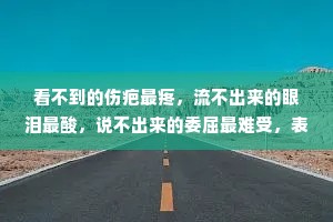 看不到的伤疤最疼，流不出来的眼泪最酸，说不出来的委屈最难受，表达不出来的情绪最压抑。最痛的事莫过于笑着不让眼泪掉下来。