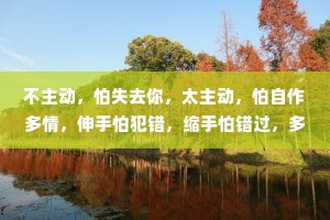不主动，怕失去你，太主动，怕自作多情，伸手怕犯错，缩手怕错过，多一点怕打扰，少一点怕遗憾。人生最大的遗憾，不是错过了那个最好的人，而是错过了那个想对你好的人。