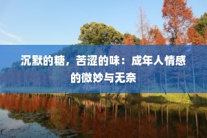 沉默的糖，苦涩的味：成年人情感的微妙与无奈