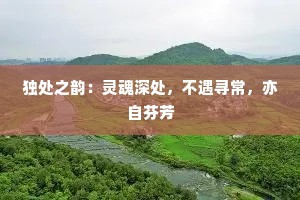 独处之韵：灵魂深处，不遇寻常，亦自芬芳