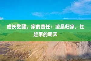 成长觉醒，家的责任：凌晨归家，扛起家的明天