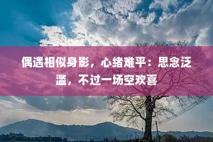 偶遇相似身影，心绪难平：思念泛滥，不过一场空欢喜