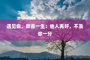 遇见你，欢喜一生：他人再好，不及你一分