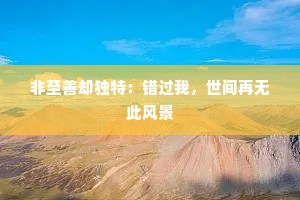 非至善却独特：错过我，世间再无此风景