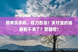 熬夜玩手机，视力告急！支付宝的钱都看不清了？警醒吧！