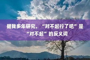 据我多年研究，“对不起行了吧”是“对不起”的反义词