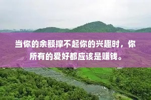 当你的余额撑不起你的兴趣时，你所有的爱好都应该是赚钱。