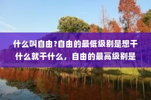 什么叫自由?自由的最低级别是想干什么就干什么，自由的最高级别是想不干什么就不干什么。