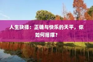 人生抉择：正确与快乐的天平，你如何摇摆？