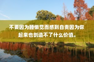 不要因为睡懒觉而感到自责因为你起来也创造不了什么价值。