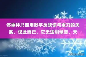 体重秤只能用数字反映你与重力的关系，仅此而已，它无法测量美、天赋、志向、潜力、力量、爱和性格。