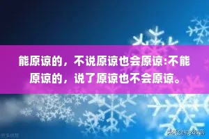 能原谅的，不说原谅也会原谅:不能原谅的，说了原谅也不会原谅。
