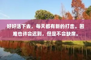 好好活下去，每天都有新的打击。困难也许会迟到，但是不会缺席。