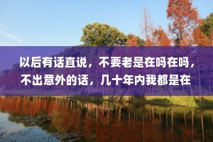 以后有话直说，不要老是在吗在吗，不出意外的话，几十年内我都是在的。