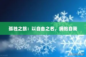孤独之旅：以自由之名，拥抱自我
