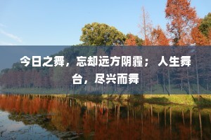 今日之舞，忘却远方阴霾； 人生舞台，尽兴而舞