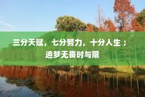 三分天赋，七分努力，十分人生 ； 追梦无畏时与限