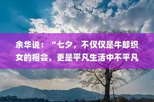 余华说：“七夕，不仅仅是牛郎织女的相会，更是平凡生活中不平凡的一刻。在这夜晚，我们无需言语，只需紧握彼此的手，感受那份来自心底的温暖和力量。”