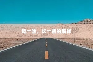 吃一堑，长一智的解释