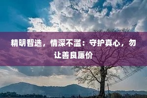 精明智选，情深不滥：守护真心，勿让善良廉价