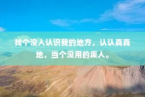 找个没人认识我的地方，认认真真地，当个没用的废人。