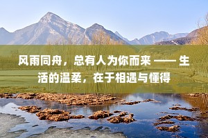 风雨同舟，总有人为你而来 —— 生活的温柔，在于相遇与懂得