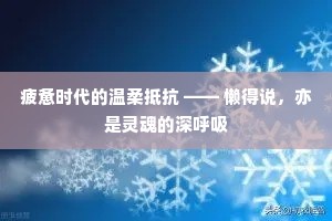 疲惫时代的温柔抵抗 —— 懒得说，亦是灵魂的深呼吸