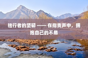 独行者的坚韧 —— 在指责声中，拥抱自己的不易