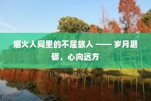 烟火人间里的不屈旅人 —— 岁月磨砺，心向远方