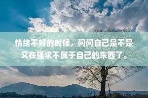 情绪不好的时候，问问自己是不是又在强求不属于自己的东西了。