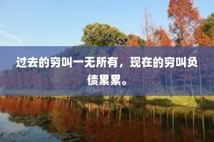 过去的穷叫一无所有，现在的穷叫负债累累。