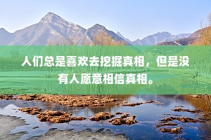 人们总是喜欢去挖掘真相，但是没有人愿意相信真相。