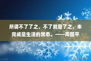 所谓不了了之，不了就是了之，未完成是生活的常态。——周国平