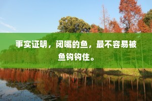 事实证明，闭嘴的鱼，最不容易被鱼钩钩住。