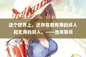 这个世界上，还存在着有用的坏人和无用的好人。——当年明月