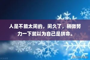 人是不能太闲的，闲久了，稍微努力一下就以为自己是拼命。