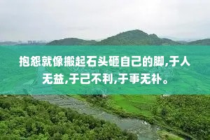 抱怨就像搬起石头砸自己的脚,于人无益,于己不利,于事无补。