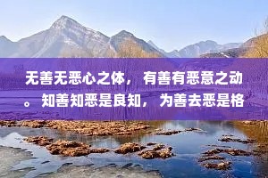 无善无恶心之体， 有善有恶意之动。 知善知恶是良知， 为善去恶是格物。 --王阳明