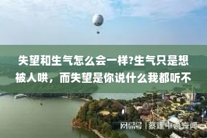 失望和生气怎么会一样?生气只是想被人哄，而失望是你说什么我都听不进去。