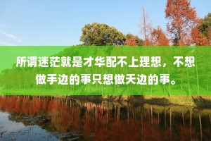 所谓迷茫就是才华配不上理想，不想做手边的事只想做天边的事。