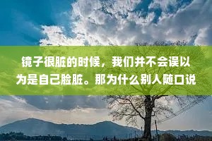 镜子很脏的时候，我们并不会误以为是自己脸脏。那为什么别人随口说出糟糕的话时，我们要觉得糟糕的是我们自己呢?