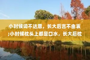 小时候词不达意，长大后言不由衷;小时候枕头上都是口水，长大后枕头上都是泪水;小时候微笑是一种心情，长大后微笑是一种表情。