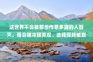 这世界不会被那些作恶多端的人毁灭，而会被冷眼旁观、选择保持缄默的人毁灭。