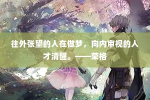 往外张望的人在做梦，向内审视的人才清醒。——荣格