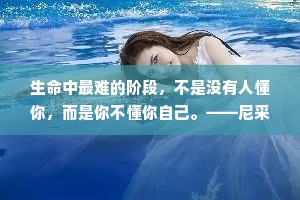 生命中最难的阶段，不是没有人懂你，而是你不懂你自己。——尼采