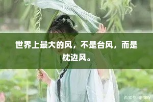 世界上最大的风，不是台风，而是枕边风。