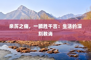 亲历之痛，一瞬胜千言：生活的深刻教诲